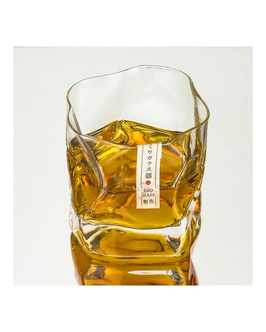 Crumple Whisky Glass - 260ml Japanese style with wooden box