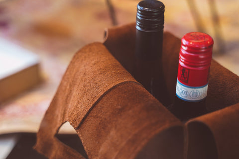 QUINCE LEATHER DOUBLE WINE CARRIER BAG
