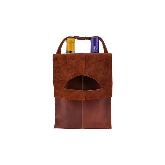 QUINCE LEATHER DOUBLE WINE CARRIER BAG